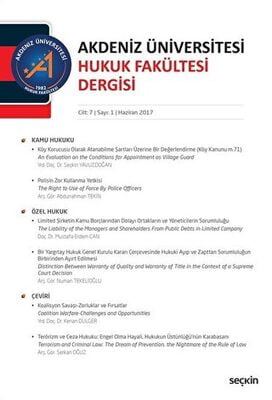 Akdeniz Üniversitesi Hukuk Fakültesi Dergisi Cilt:7 - Sayı:1